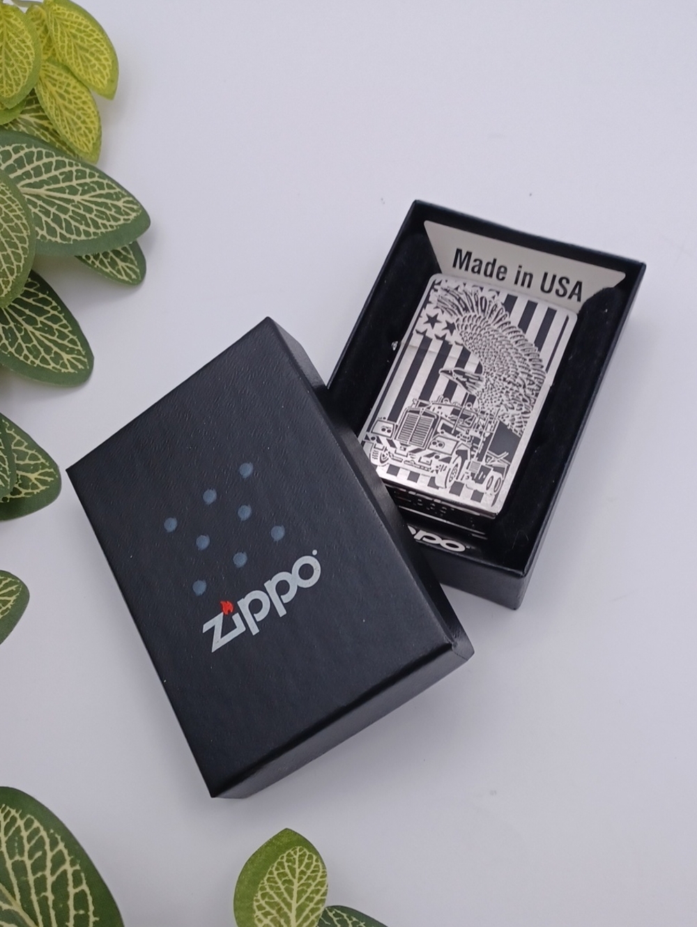 Silver Eagle & Truck Brushed Chrome Zippo Pocket Lighter